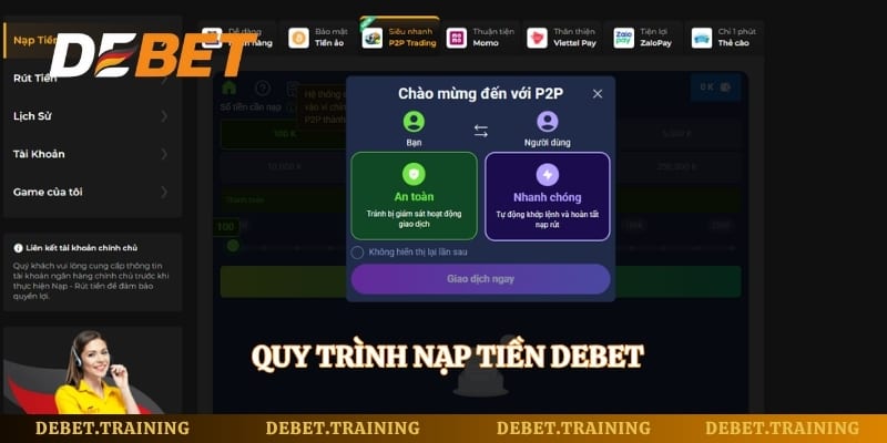 Quy trình nạp tiền Debet 